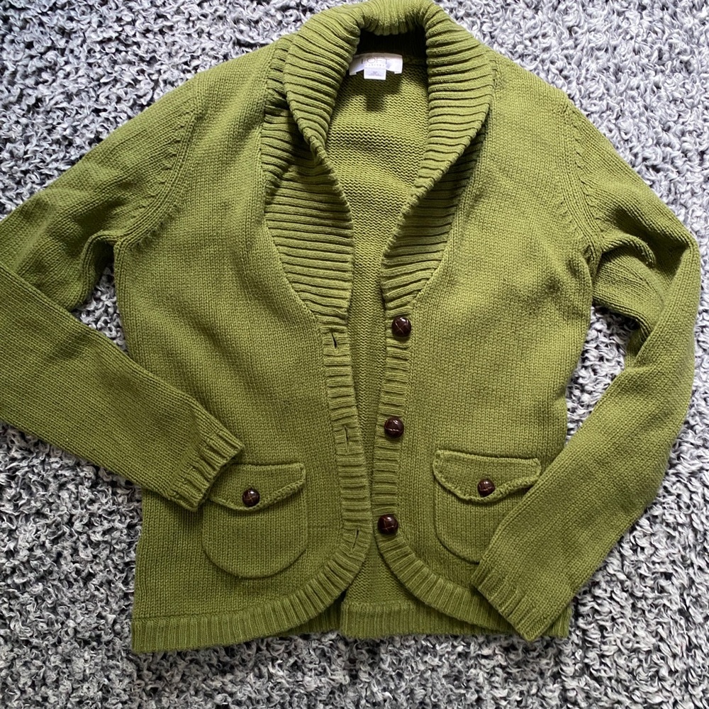 Loft Olive Green Petite Small Cardigan